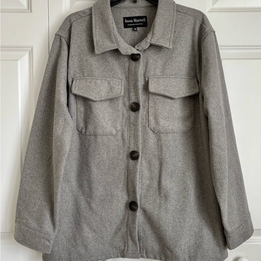 Jason Maxwell Gray Button-Up Jacket - Picture 2 of 7
